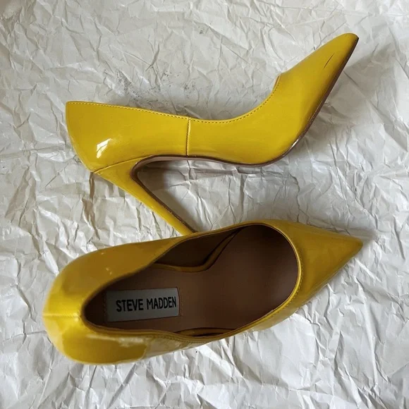 Steve Madden Orkid yellow patent heels pumps 4in heel size 6 - Picture 11 of 14